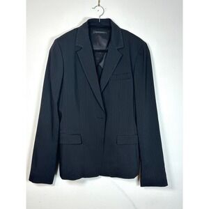 Elie Tahari single button blazer womens 8 black‎ pinstripe wool seperates